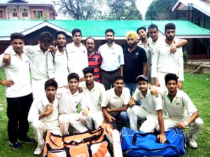 Winners of Inter-School Tournament, SP School team posing for a group photograph alongwith coach N P Singh and Manager, Gulzar Ahmed. 