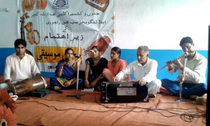 Artists during folk music programme at Sunderbani in Rajouri.