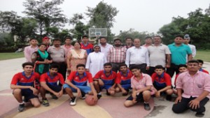 Cagers posing for a photograph after winning Under-19 Boys Basketball Tournament in Samba.