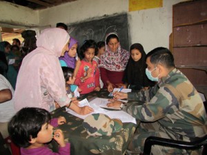 Patients being examined in a Medical Camp organized by Army at Pethsir in Sopore.