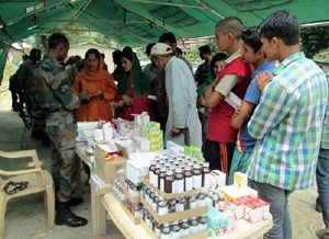 Patients being treated at the medical camp organized by Delta Force on Sunday.