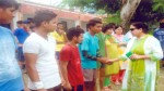 Principal GHSS Bakshi Nagar, Sashi Thappa interacting with players while inaugurating Inter-School Tournament in Jammu.