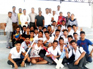 Winners of Cricket Competition posing for group Photograph.