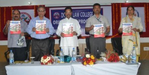 Chairman, Dogra Education Trust Th Gulchain Singh Charak and other dignitaries unveiling prospectus of Dogra Law College.