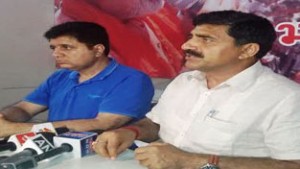 BJP State president Jugal Kishore talking to media persons at Jammu on Monday.
