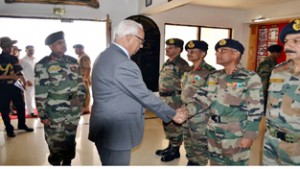 Governor interacting with Army Commanders XIV Corps Headquarters at Leh on Wednesday.