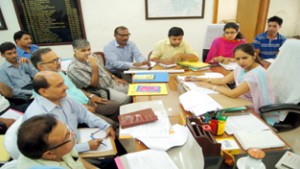 JMC, Commissioner Mandeep Kaur chairing a meeting at Jammu on Thursday.