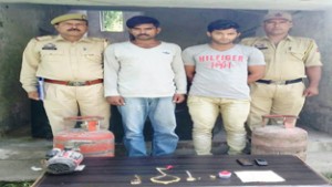 Stolen items recovered from two thieves by Samba Police on Monday.     -Excelsior/ Gautam