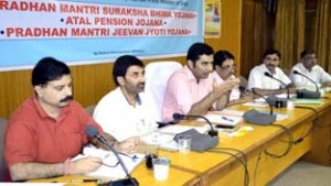 District Development Commissioner, Dr Shahid Iqbal Choudhary chairing a meeting at Udhampur.