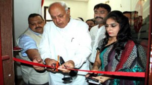 Dr Farooq Abdullah inaugurating IIFT exhibition at Jammu on Saturday.