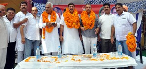 BJP leaders at a party function at Bishnah on Sunday. 