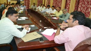 District Development Commissioner, Dr Shahid Iqbal Choudhary chairing a meeting at Udhampur on Friday.