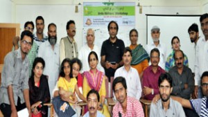 Urdu writers at  concluding function of  two- day workshop at Kashmir University on Friday.