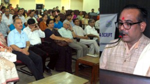 Speaker addressing participants of 5-day workshop at JU on Monday.-Excelsior/Rakesh