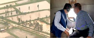 Union Ministers Dr Jitendra Singh and Kirin Rijiju having aerial survey of flood hit areas of Manipur on Wednesday.