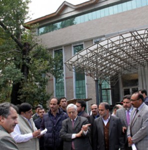 Chief Minister Mufti Mohammad Sayeed inspecting projects in Srinagar on Wednesday.