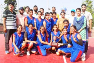 Winners GCW Parade girls posing for a group photograph alongwith officers and officials on Thursday.