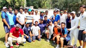 Ranji Trophy probables posing for a group photograph alongwith Ankush Abrol, Member BCCI and coach  Ashwani Gupta on Thursday. 