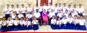 Students of BSF School Paloura who excelled in Inter-School Athletic Meet posing for a group photograph.  