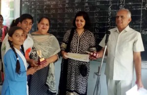 Winners of Quiz Contest conducted by BVP being felicitated in Jammu on Saturday.
