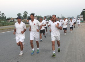 Athletes sweating-it-out during Ultra Marathon organized by Indian Air Force.