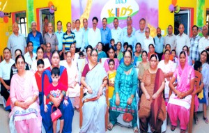 Children alongwith their grandparents on Grandparents Day at DRS Kids, Bantalab in Jammu on Saturday.