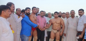 Wrestlers being felicitated by the dignitaries on Tuesday.