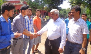 Chief guest interacting with players at GGM Science College on Friday. 