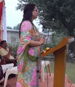 BJP leader Mamta Singh addressing a function at Trilokpur Gole Gujral.