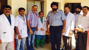 Management, Government officials  alongwith doctors during free Ayush medical aid camp at Samba on Saturday.