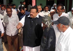 Provincial President NC, Devender Singh Rana, interacting with people in Nagrota constituency on Tuesday.