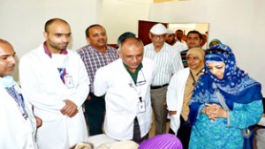 PDP president and member PM’s Haj Goodwill delegation Mehbooba Mufti during visit to hospital in Makkah.