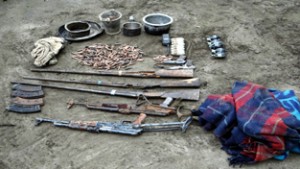 Arms and ammunition recovered in Kishtwar forests on Monday. -Excelsior/Tilak Raj