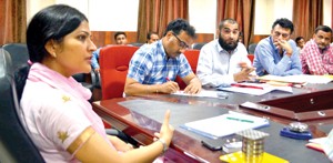 Deputy Commissioner Reasi Sushma Chauhan chairing a meeting on Monday.