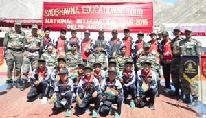 Students posing for photograph before leaving for National Integration Tour.