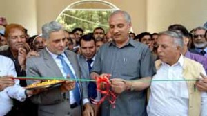 Minister for Horticulture AR Veeri inaugurating Amusement Park in presence of J&K Bank Chairman and others at Pahalgam on Thursday.