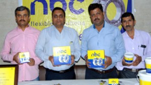 Officials of NEIL and M/s Vikas Trading Corporation showcasing ‘nbc bearings’ during a seminar at Jammu.