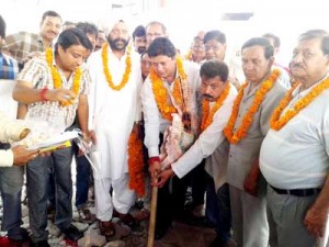 MLA Jammu East, Rajesh Gupta kick starting development works in Mast Garh on Friday.