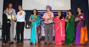 Winner being presented certificate after preliminary round of Declamation Contest at GCW Gandhi Nagar on Wednesday.