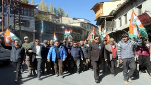 Participants during Yuva Aakrosh Yatra at Kargil.