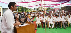 DDC, Shahid Iqbal Choudhary addressing a public meeting at Majalta.