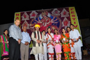 Participants and guests during 2nd day of Navratra Festival at Lakshmi Narayan Temple, Gandhi Nagar in Jammu.