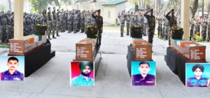Tributes being paid to martyred soldiers at Badami Bagh Cantonment on Tuesday. 