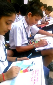 Students participating in painting competition on Global Hand-Washing Day.