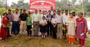 Winners of Cluster Level Skating Competition posing for group photograph.