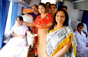 Participants donating blood during a camp at GCW Gandhi Nagar on Monday.