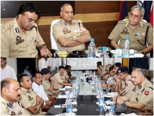 DGP chairing a meeting at PCR Jammu on Sunday.