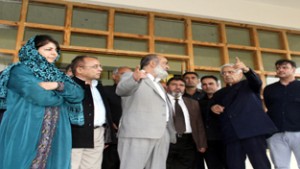 Chief Minister, Mufti Mohd Sayeed inspecting a developmental work on Tuesday.