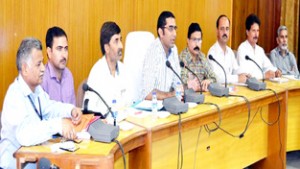 DDC Udhampur Dr Shahid Iqbal Choudhary chairing a meeting on Sunday.