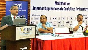 A speaker at workshop organised by CII in Jammu on Thursday.